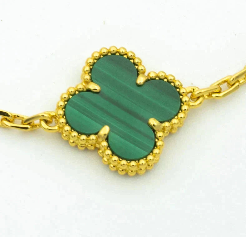 [Cadisa] CLOVER 5 MOTIF MALACHITE BRACELET COLLECTION