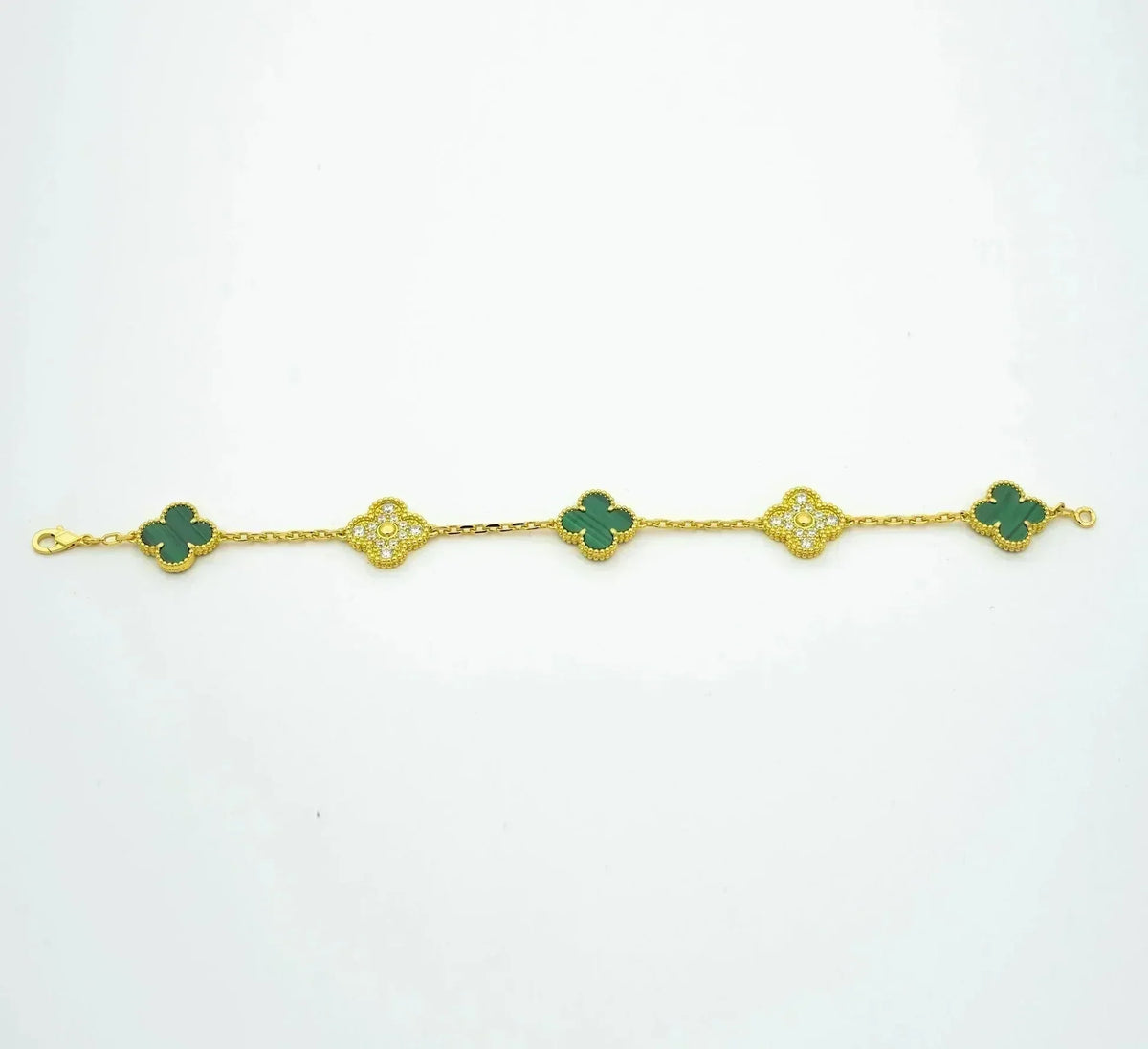 [Cadisa] CLOVER 5 MOTIF MALACHITE BRACELET COLLECTION