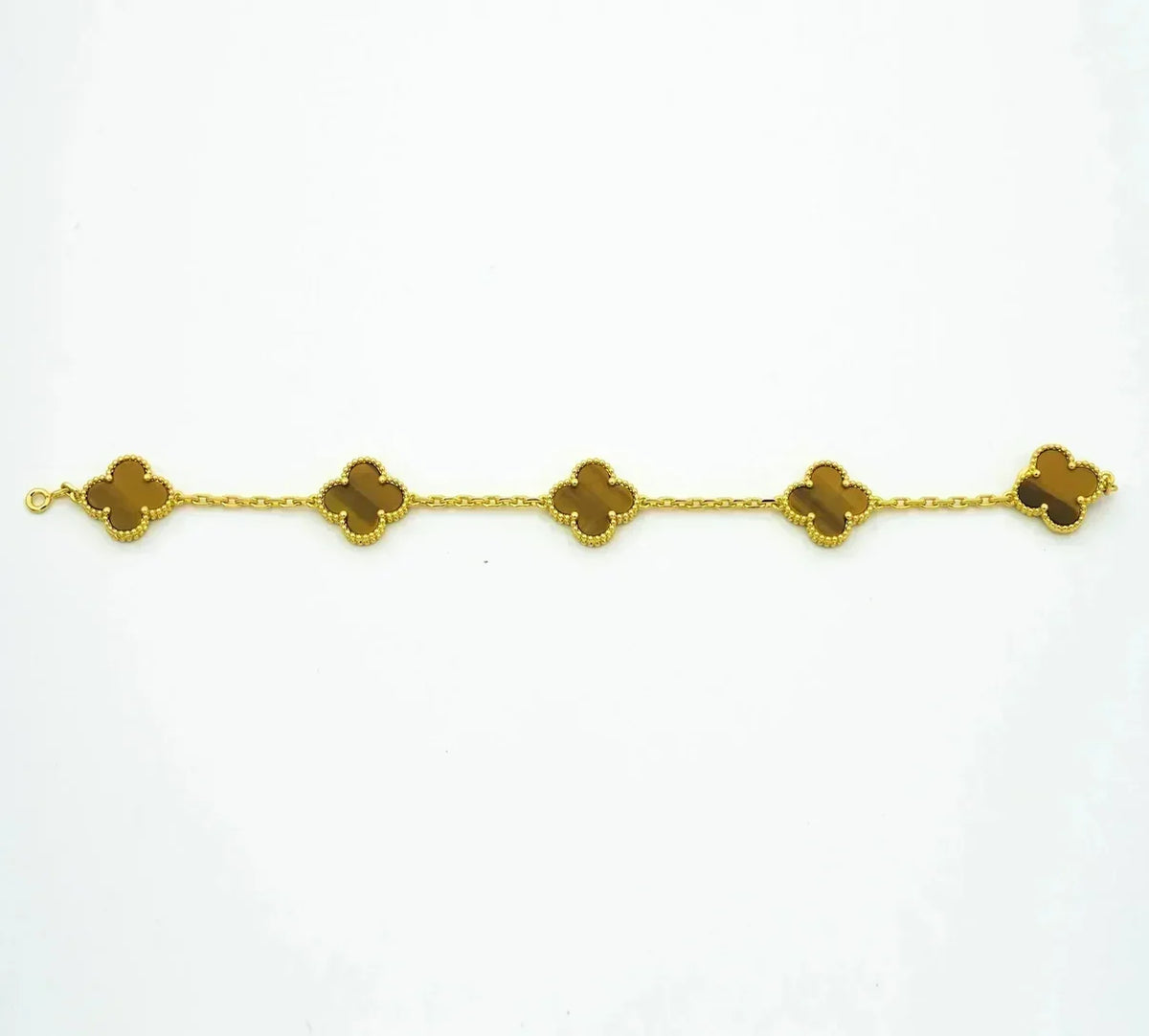 [Cadisa] CLOVER 5 MOTIFS TIGER EYE BRACELET COLLECTION