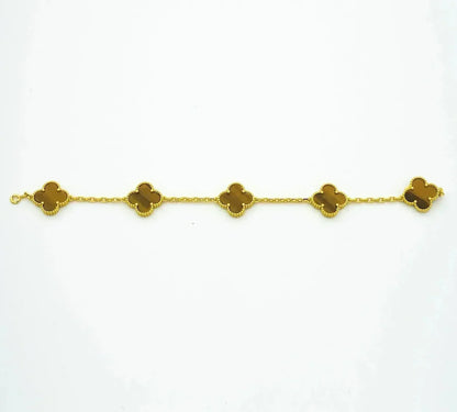 [Cadisa] CLOVER 5 MOTIFS TIGER EYE BRACELET COLLECTION