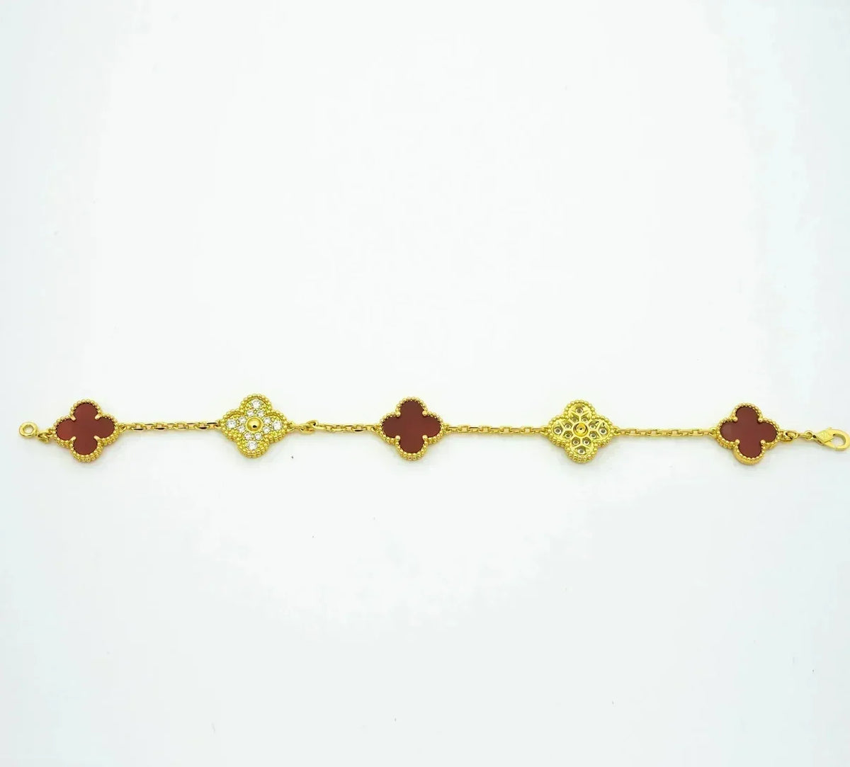 [Cadisa] CLOVER 5 MOTIF RED CORNELIAN BRACELET COLLECTION