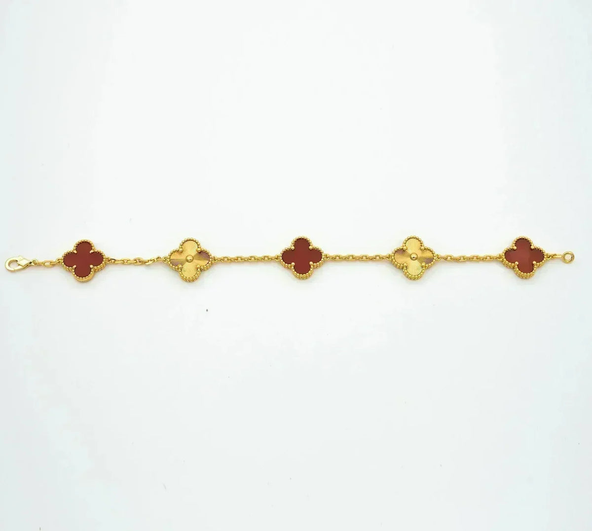 [Cadisa] CLOVER 5 MOTIF RED CORNELIAN BRACELET COLLECTION