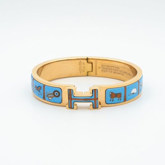 [Cadisa]H PINK GOLD BRACELET BLUE CERAMIC