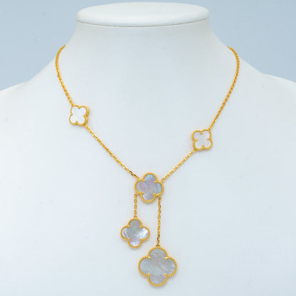 [Cadisa]CLOVER MOTHER OF PEARL NECKLACE 6 MOTIF