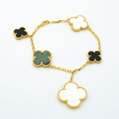 [Cadisa]CLOVER BRACELET 5 MOTIFS ONYX MOP