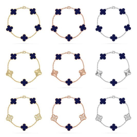 [Cadisa]CLOVER 5 MOTIF LAPIS LAZULI BRACELET COLLECTION