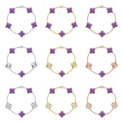 [Cadisa]CLOVER 5 MOTIF LIGHT PURPLE BRACELET COLLECTION