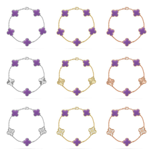 [Cadisa]CLOVER 5 MOTIF LIGHT PURPLE BRACELET COLLECTION