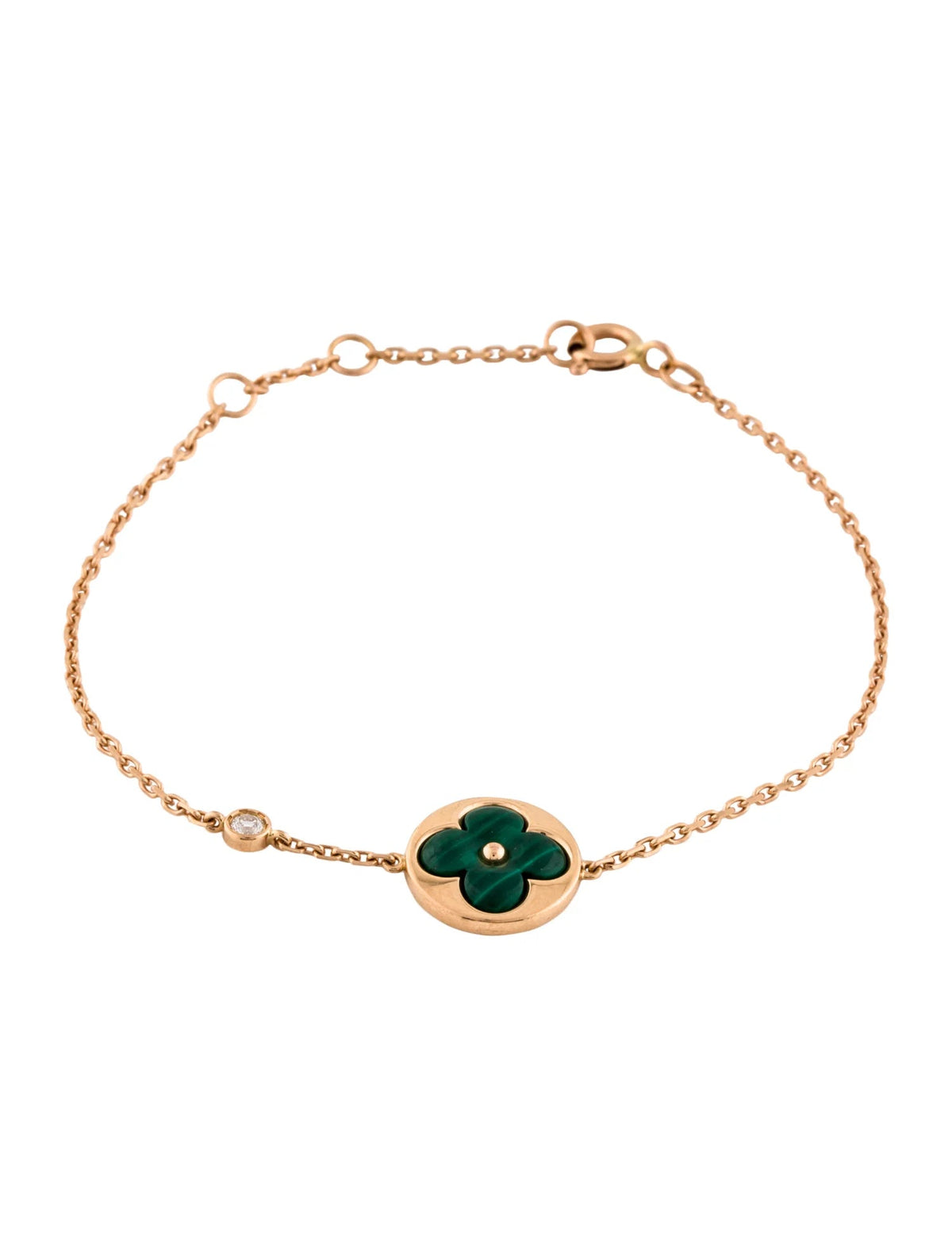 [Cadisa]SUN MALACHITE 1 DIAMOND PINK GOLD BRACELET