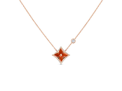 [Cadisa]STAR NECKLACE PINK GOLD 1 DIAMOND