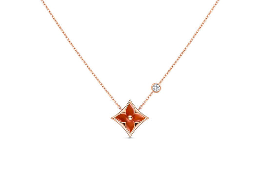 [Cadisa]STAR NECKLACE PINK GOLD 1 DIAMOND