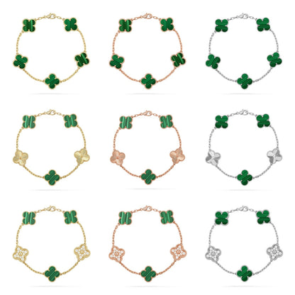 [Cadisa] CLOVER 5 MOTIF MALACHITE BRACELET COLLECTION