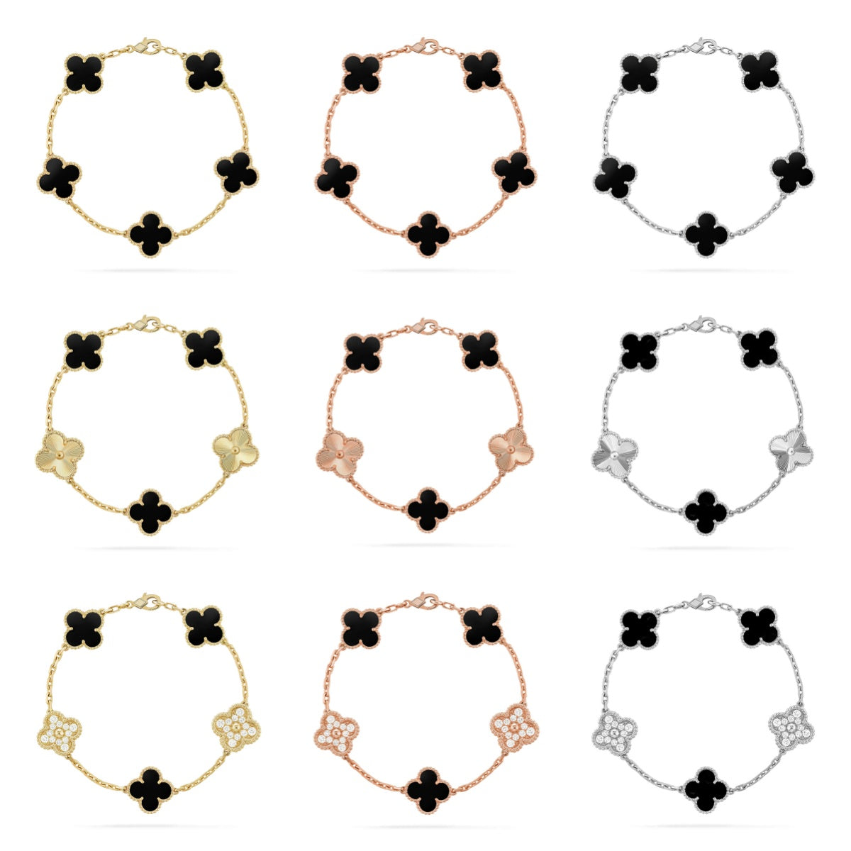 [Cadisa] CLOVER 5 MOTIF ONYXS BRACELET COLLECTION
