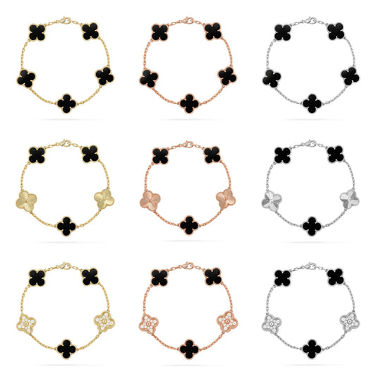 [Cadisa] CLOVER 5 MOTIF ONYXS BRACELET COLLECTION