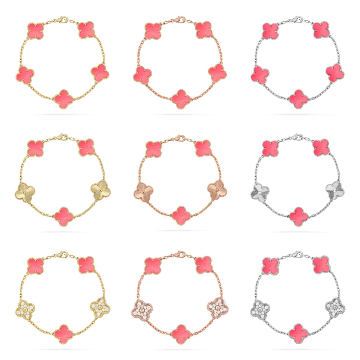 [Cadisa] CLOVER 5 MOTIFS  PINK MOP BRACELET COLLECTION