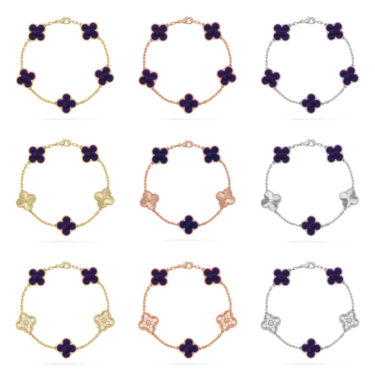 [Cadisa]CLOVER 5 MOTIF PURPLE STRIPES BRACELET COLLECTION