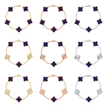 [Cadisa]CLOVER 5 MOTIF PURPLE STRIPES BRACELET COLLECTION