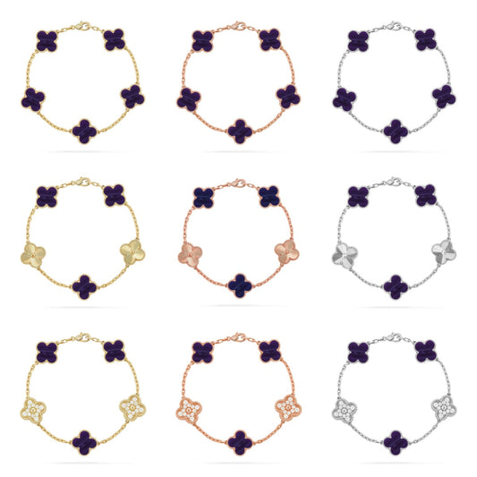 [Cadisa]CLOVER 5 MOTIF PURPLE STRIPES BRACELET COLLECTION