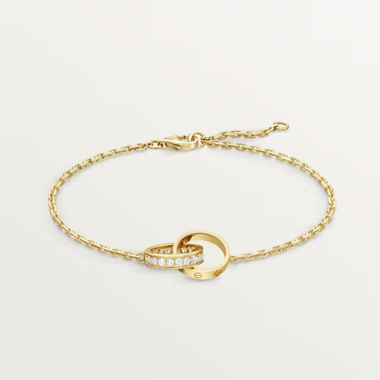 [Cadisa] LOVE DOUBLE RING HALF DIAMOND BRACELET