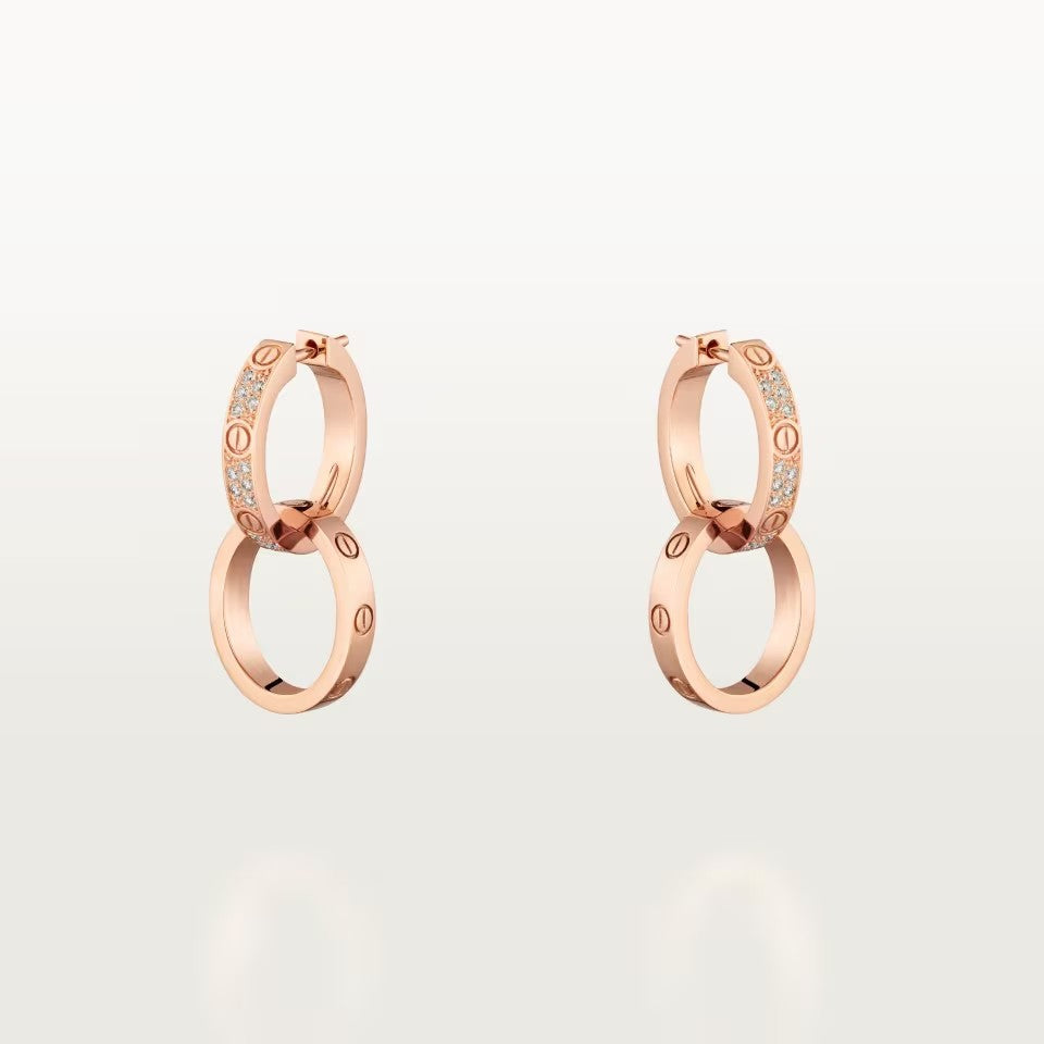 [Cadisa] LOVE 3.3MM DANGLE HALF DIAMOND EARRINGS