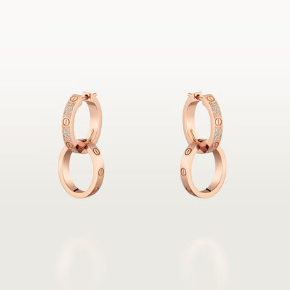 [Cadisa] LOVE 3.3MM DANGLE HALF DIAMOND EARRINGS