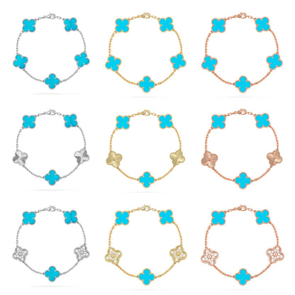 [Cadisa] CLOVER 5 MOTIF TURQUOISE BRACELET COLLECTION