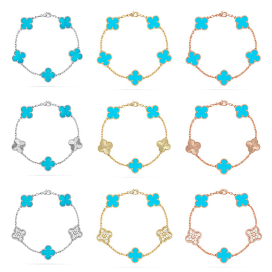 [Cadisa] CLOVER 5 MOTIF TURQUOISE BRACELET COLLECTION