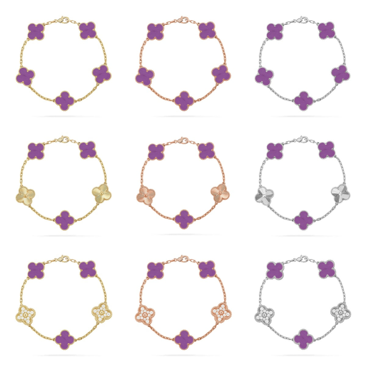 [Cadisa] CLOVER 5 MOTIF VIOLET BRACELET COLLECTION