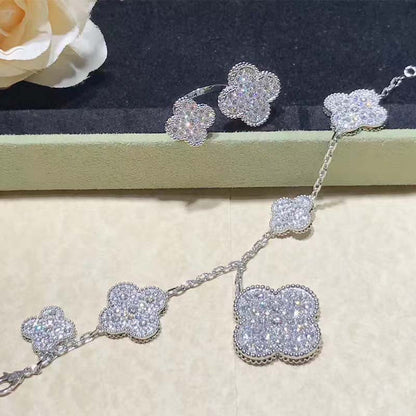 [Cadisa]CLOVER 6 MOTIFS SILVER DIAMOND BRACELET