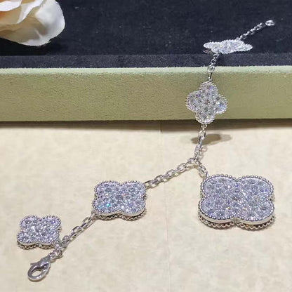 [Cadisa]CLOVER 6 MOTIFS SILVER DIAMOND BRACELET