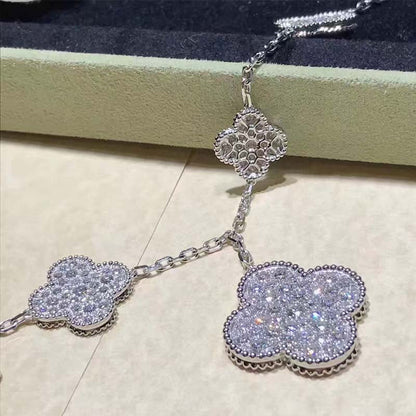 [Cadisa]CLOVER 6 MOTIFS SILVER DIAMOND BRACELET