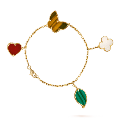 [Cadisa]LUCKY SPRING 5 MOTIF GOLD BRACELET