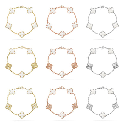 [Cadisa]CLOVER WHITE PEARL MOP 5 MOTIF BRACELET COLLECTION