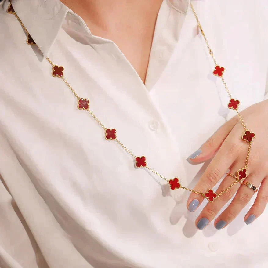 [Cadisa]CLOVER 20 MOTIFS CARNELIAN NECKLACE
