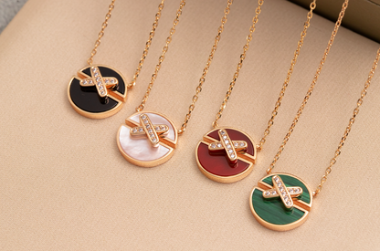 [Cadisa]JEUX DE PINK GOLD DIAMOND NECKLACE
