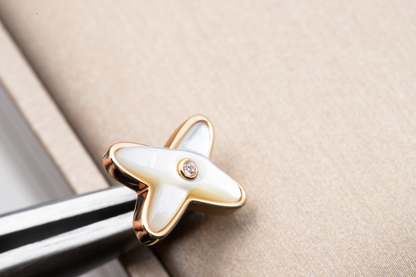 [Cadisa]JEUX DE WHITE MOP PINK GOLD DIAMOND EARRINGS