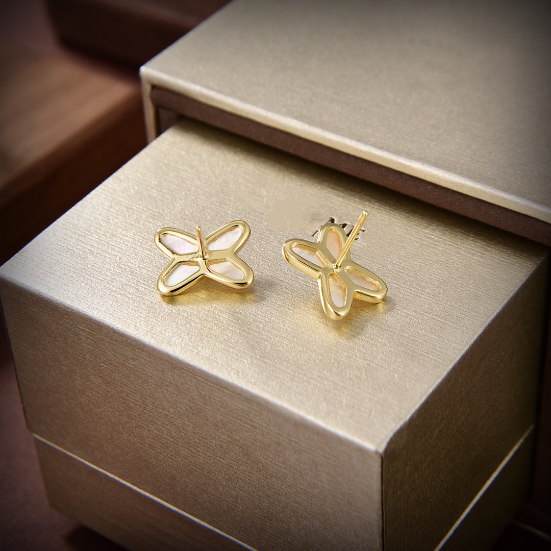 [Cadisa]JEUX DE WHITE MOP GOLD DIAMOND EARRINGS