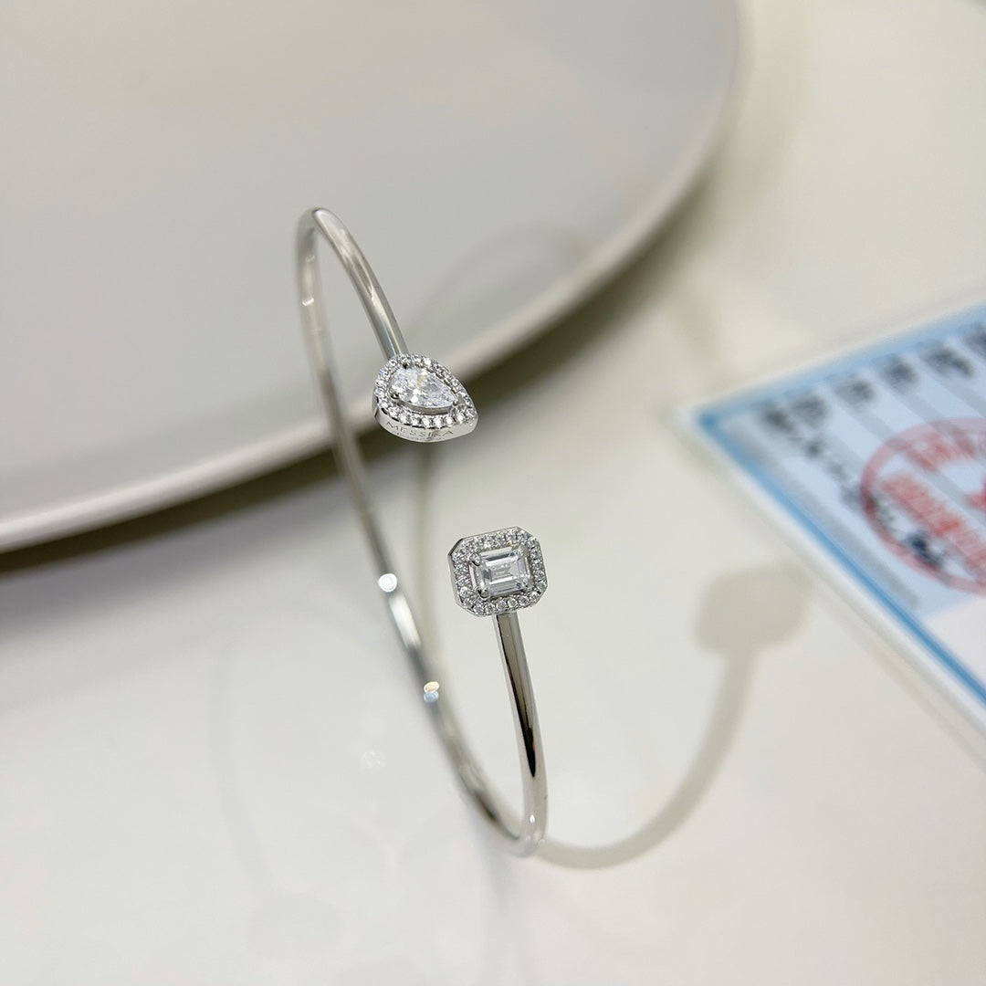 [Cadisa]JONC FLEX MY TWIN TOI & MOI SILVER DIAMOND BRACELET