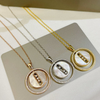 [Cadisa]LUCKY MOVE MM NACRE BLANCHE DIAMOND NECKLACE