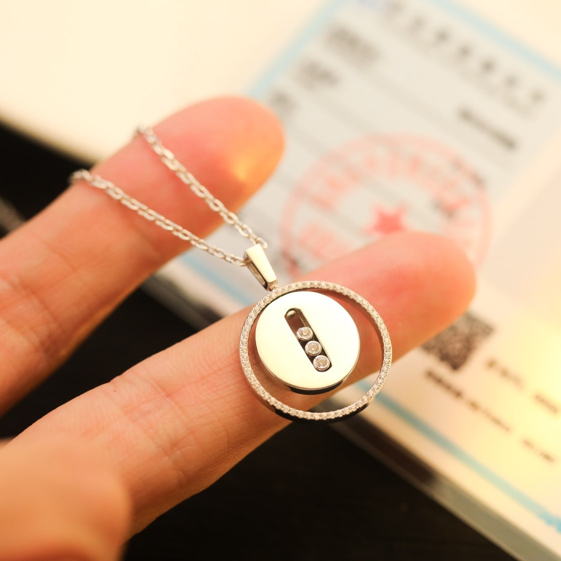 [Cadisa]LUCKY MOVE MM SILVER DIAMOND NECKLACE