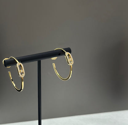[Cadisa]CREOLES MOVE UNO PM DIAMOND EARRINGS