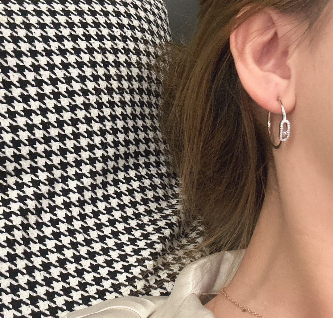 [Cadisa]CREOLES MOVE UNO PM DIAMOND EARRINGS