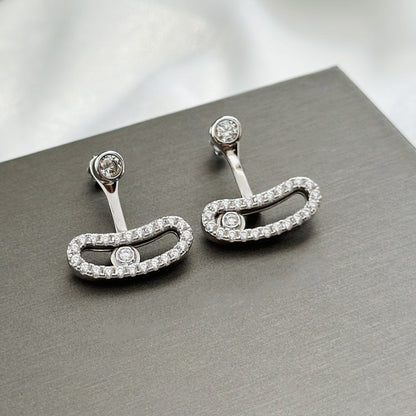[Cadisa]MOVE UNO SILVER DIAMOND EARRINGS
