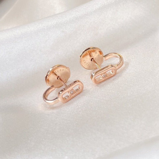 [Cadisa]CREOLES MOVE UNO MINI 1 DIAMOND EARRINGS