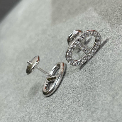 [Cadisa]HM FULL DIAMOND PIG NOSE STUD EARRINGS