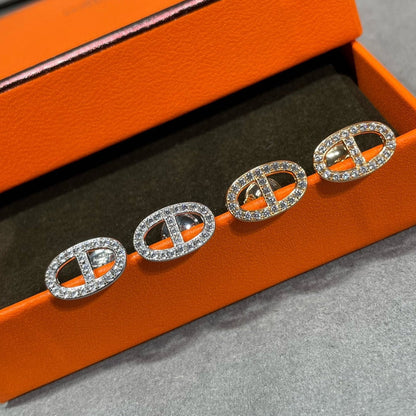 [Cadisa]HM FULL DIAMOND PIG NOSE STUD EARRINGS