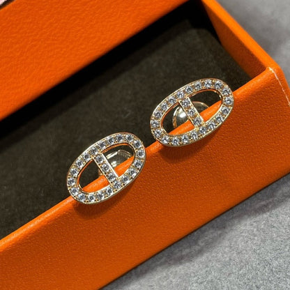 [Cadisa]HM FULL DIAMOND PIG NOSE STUD EARRINGS