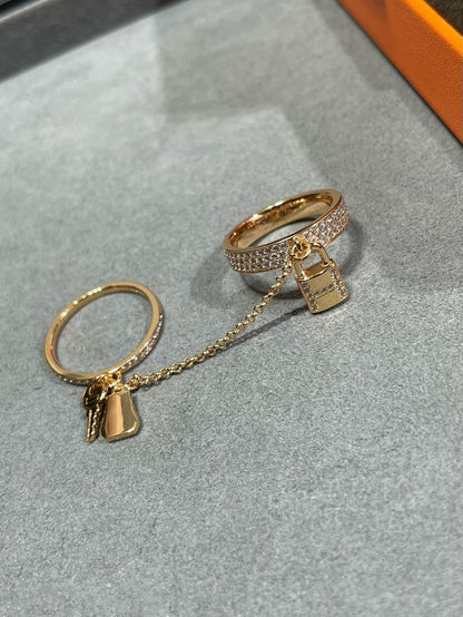 [Cadisa]HM KELLY CLOCHETTE DOUBLE RING IN  WITH DIAMONDS
