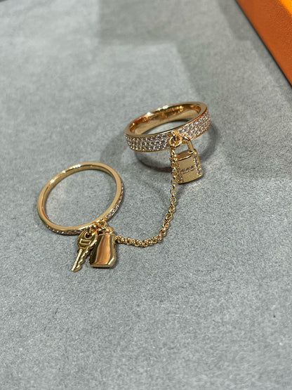 [Cadisa]HM KELLY CLOCHETTE DOUBLE RING IN  WITH DIAMONDS