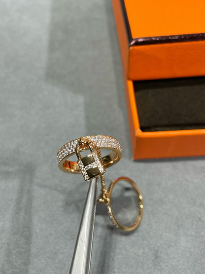 [Cadisa]HM KELLY CLOCHETTE DOUBLE RING IN  WITH DIAMONDS